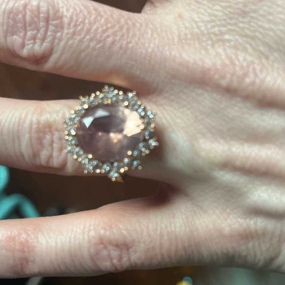 Victoria Wieck CZ Oval Morganite Halo Ring Rose Gold Size 6 - Picture 6 of 10